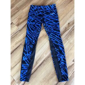 Nike Epic Lux Running Tights Womens M Blue Black Dri-Fit Stretch Full Length